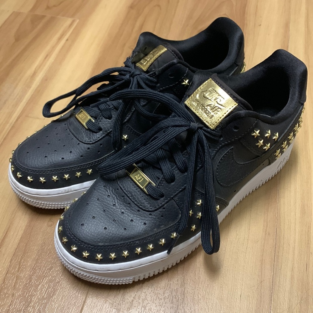 Black with Gold Stars Nike Air Force 1s